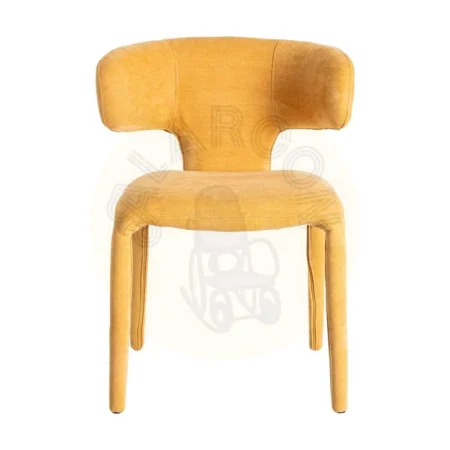 Silla tapizada en tejido 100% poliéster mostaza con asiento acolchado en foam 58x55x76cm - Ixia - 615469IX - foto-secundaria-1