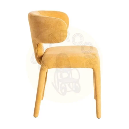 Silla tapizada en tejido 100% poliéster mostaza con asiento acolchado en foam 58x55x76cm - Ixia - 615469IX - foto-secundaria-2