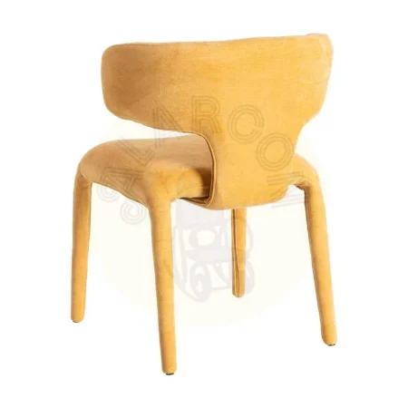 Silla tapizada en tejido 100% poliéster mostaza con asiento acolchado en foam 58x55x76cm - Ixia - 615469IX - foto-secundaria-3