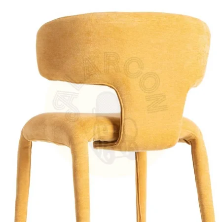 Silla tapizada en tejido 100% poliéster mostaza con asiento acolchado en foam 58x55x76cm - Ixia - 615469IX - foto-secundaria-4