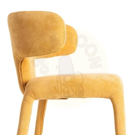 Silla tapizada en tejido 100% poliéster mostaza con asiento acolchado en foam 58x55x76cm - Ixia - 615469IX - foto-secundaria-5