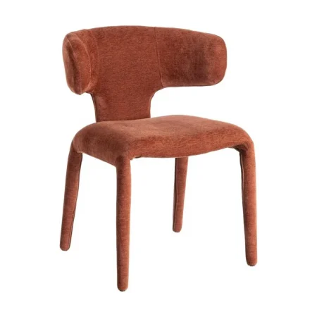 Silla tapizada en tejido teja con asiento acolchado y base contrachapada 58x55x76cm - Ixia - 615470IX - foto-blanco