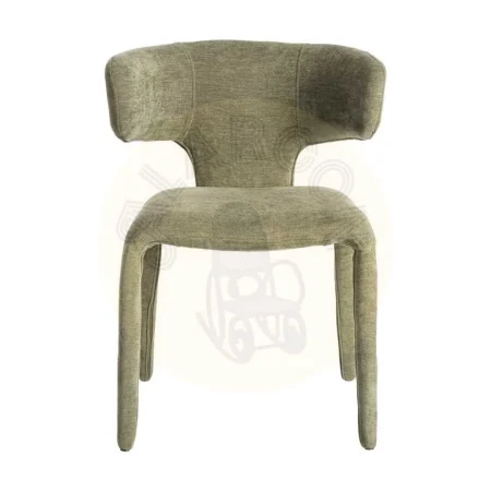 Silla tapizada verde en tejido 100% poliéster con relleno de foam y estructura de madera contrachapada 58x55x76cm - Ixia - 615471IX - foto-secundaria-1
