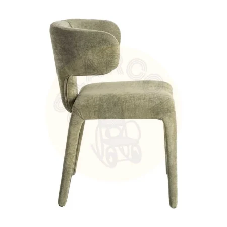 Silla tapizada verde en tejido 100% poliéster con relleno de foam y estructura de madera contrachapada 58x55x76cm - Ixia - 615471IX - foto-secundaria-2