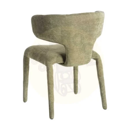 Silla tapizada verde en tejido 100% poliéster con relleno de foam y estructura de madera contrachapada 58x55x76cm - Ixia - 615471IX - foto-secundaria-3