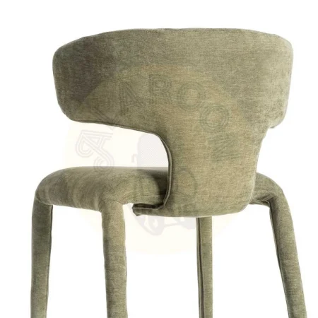 Silla tapizada verde en tejido 100% poliéster con relleno de foam y estructura de madera contrachapada 58x55x76cm - Ixia - 615471IX - foto-secundaria-4
