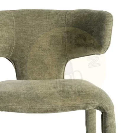 Silla tapizada verde en tejido 100% poliéster con relleno de foam y estructura de madera contrachapada 58x55x76cm - Ixia - 615471IX - foto-secundaria-7