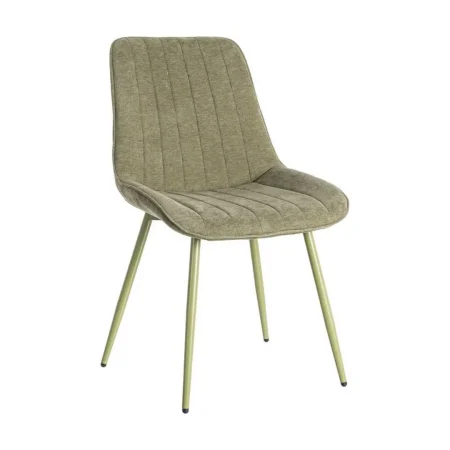 Silla verde tapizada en tejido 100% poliéster con patas de hierro y relleno de foam 50x60x85cm - Ixia - 615473IX - foto-blanco