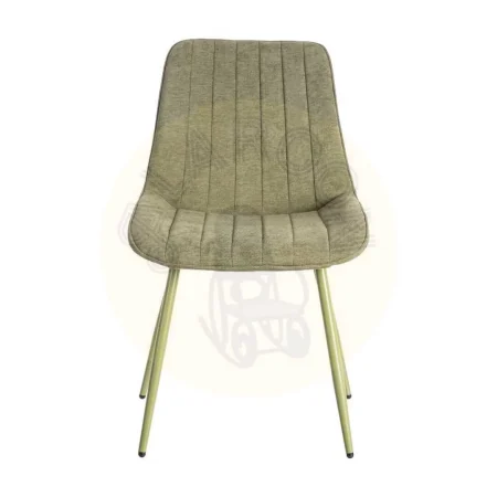 Silla verde tapizada en tejido 100% poliéster con patas de hierro y relleno de foam 50x60x85cm - Ixia - 615473IX - foto-secundaria-1