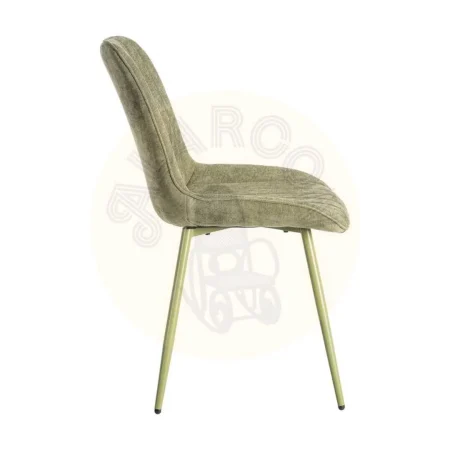 Silla verde tapizada en tejido 100% poliéster con patas de hierro y relleno de foam 50x60x85cm - Ixia - 615473IX - foto-secundaria-2