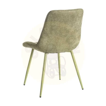 Silla verde tapizada en tejido 100% poliéster con patas de hierro y relleno de foam 50x60x85cm - Ixia - 615473IX - foto-secundaria-3