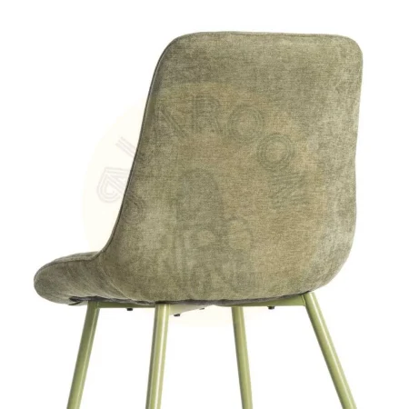 Silla verde tapizada en tejido 100% poliéster con patas de hierro y relleno de foam 50x60x85cm - Ixia - 615473IX - foto-secundaria-4