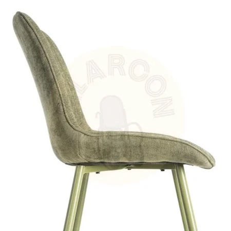 Silla verde tapizada en tejido 100% poliéster con patas de hierro y relleno de foam 50x60x85cm - Ixia - 615473IX - foto-secundaria-5