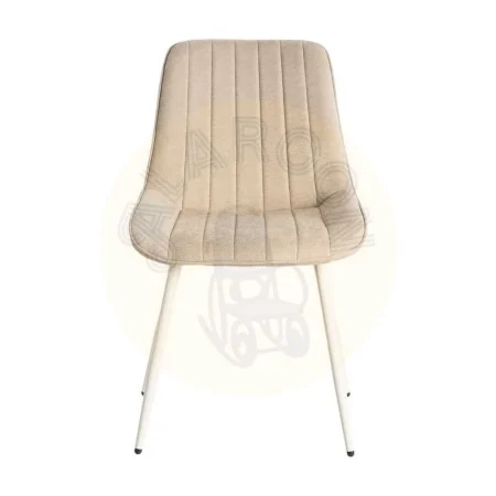Silla tapizada beige en tejido 100% poliéster con patas de hierro 50x60x85cm - Ixia - 615476IX - foto-secundaria-1