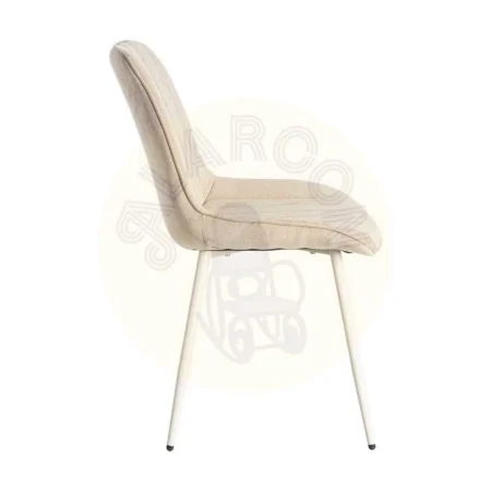 Silla tapizada beige en tejido 100% poliéster con patas de hierro 50x60x85cm - Ixia - 615476IX - foto-secundaria-2
