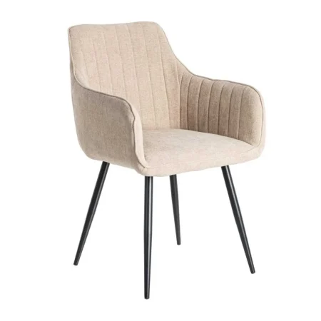 Silla beige en tejido con estructura metálica apta contract 55x58.50x84cm - Ixia - 615477IX - foto-blanco