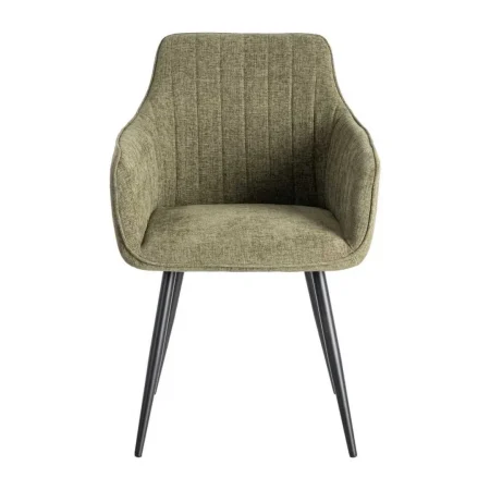 Silla verde tapizada en tejido con estructura metálica altura asiento 47cm no apilable 55x58.50x84cm - Ixia - 615479IX - foto-blanco