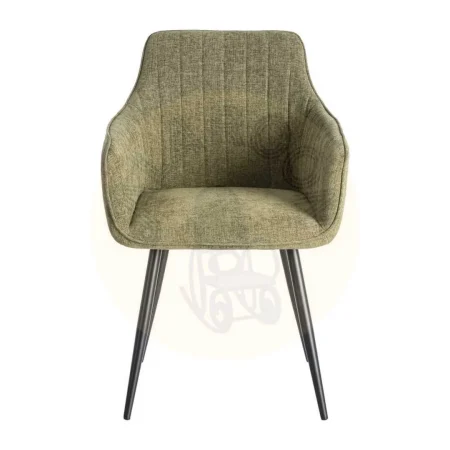 Silla verde tapizada en tejido con estructura metálica altura asiento 47cm no apilable 55x58.50x84cm - Ixia - 615479IX - foto-secundaria-1
