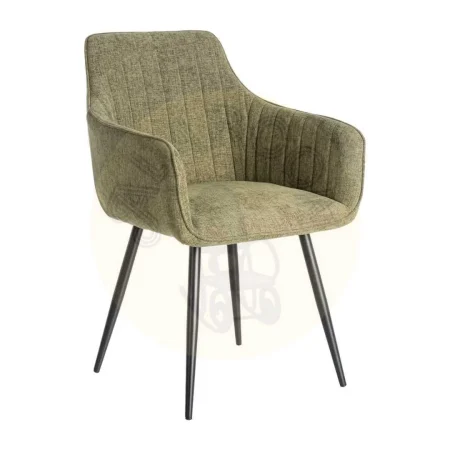 Silla verde tapizada en tejido con estructura metálica altura asiento 47cm no apilable 55x58.50x84cm - Ixia - 615479IX - foto-secundaria-2