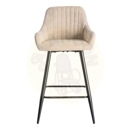 Taburete alto beige tapizado en tejido con estructura metálica respaldo y reposabrazos 47x47x93cm - Ixia - 615480IX - foto-secundaria-1