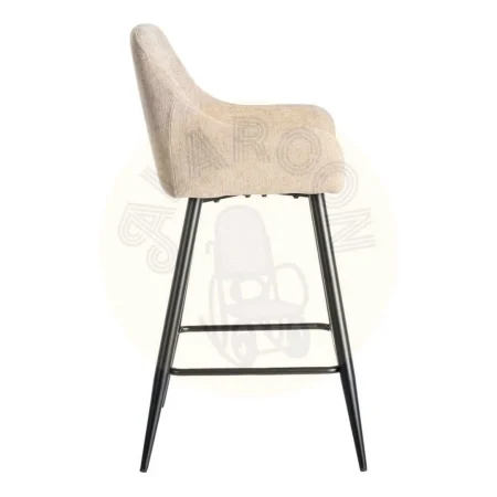 Taburete alto beige tapizado en tejido con estructura metálica respaldo y reposabrazos 47x47x93cm - Ixia - 615480IX - foto-secundaria-2