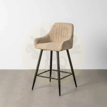 Taburete alto beige tapizado en tejido con estructura metálica respaldo y reposabrazos 47x47x93cm - Ixia - 615480IX - foto-secundaria-9