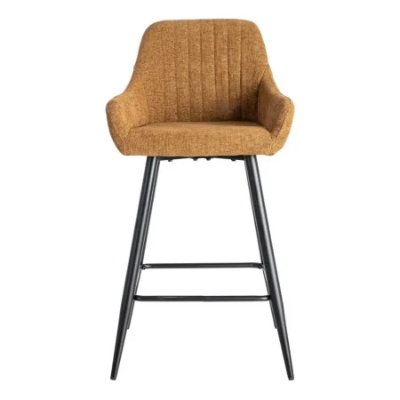 Taburete alto marrón tejido y metal asiento 65cm respaldo 30cm reposabrazos 75cm 47x47x93cm - Ixia - 615481IX - foto-blanco