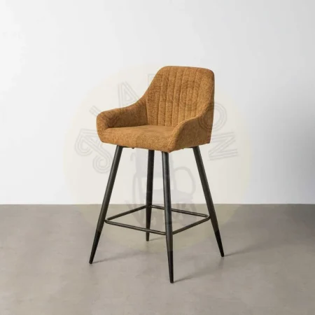 Taburete alto marrón tejido y metal asiento 65cm respaldo 30cm reposabrazos 75cm 47x47x93cm - Ixia - 615481IX - foto-secundaria-9