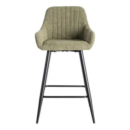 Taburete verde en tejido y metal para salón 47x47x93cm - Ixia - 615482IX - foto-blanco