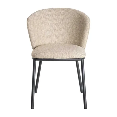 Silla Espiga tapizada en tejido beige con estructura metálica 55x55x78cm - Ixia - 615483IX - foto-blanco