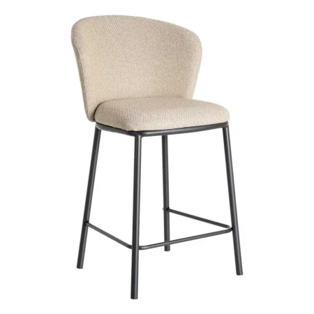 Taburete Espiga tapizado beige en tejido con estructura de metal 55x55x96cm - Ixia - 615485IX - foto-blanco