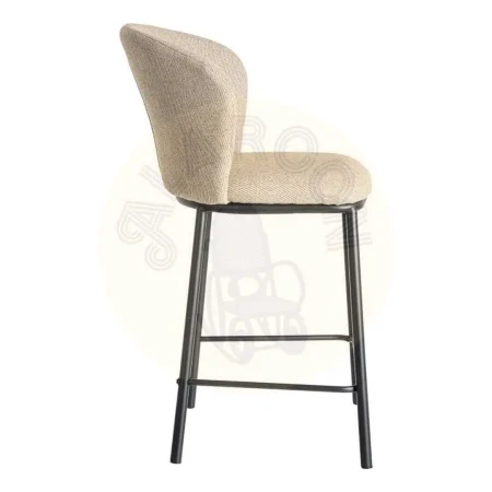Taburete Espiga tapizado beige en tejido con estructura de metal 55x55x96cm - Ixia - 615485IX - foto-secundaria-2