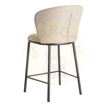 Taburete Espiga tapizado beige en tejido con estructura de metal 55x55x96cm - Ixia - 615485IX - foto-secundaria-3