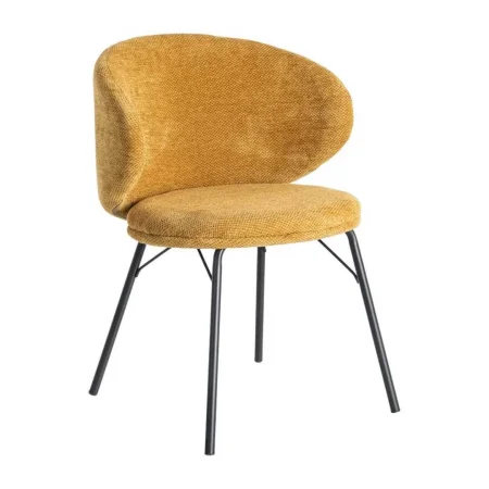 Silla mostaza en tejido con estructura metálica 57x53x75cm - Ixia - 615488IX - foto-blanco