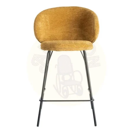 Taburete alto tapizado en tejido mostaza con estructura metálica 46.50x46.50x90cm - Ixia - 615490IX - foto-secundaria-1