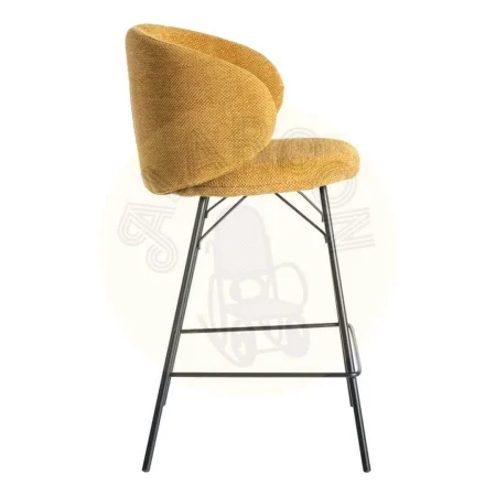 Taburete alto tapizado en tejido mostaza con estructura metálica 46.50x46.50x90cm - Ixia - 615490IX - foto-secundaria-2