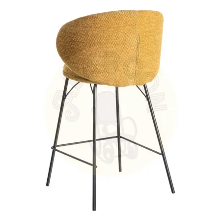 Taburete alto tapizado en tejido mostaza con estructura metálica 46.50x46.50x90cm - Ixia - 615490IX - foto-secundaria-3