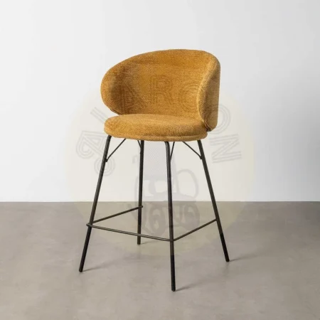 Taburete alto tapizado en tejido mostaza con estructura metálica 46.50x46.50x90cm - Ixia - 615490IX - foto-secundaria-9