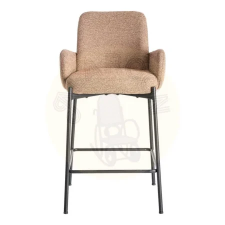 Taburete jaspeado en tejido y metal color salmón asiento alto 48.50x48.50x95cm - Ixia - 615492IX - foto-secundaria-1