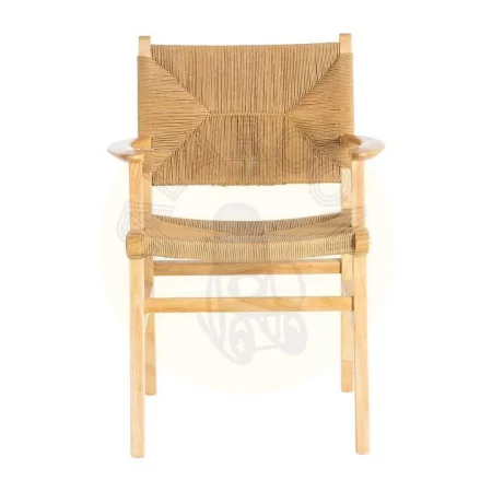 Silla con brazos en madera de caucho acabado natural y asiento de cuerda de papel 61x59x85cm - Ixia - 615495IX - foto-secundaria-1