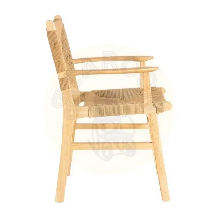 Silla con brazos en madera de caucho acabado natural y asiento de cuerda de papel 61x59x85cm - Ixia - 615495IX - foto-secundaria-2