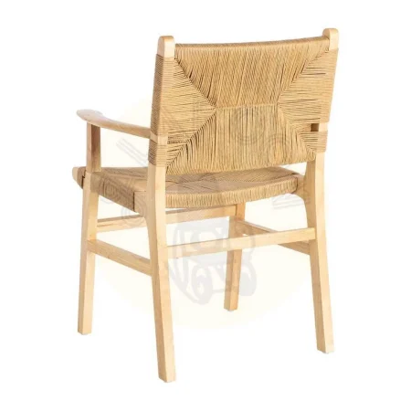 Silla con brazos en madera de caucho acabado natural y asiento de cuerda de papel 61x59x85cm - Ixia - 615495IX - foto-secundaria-3