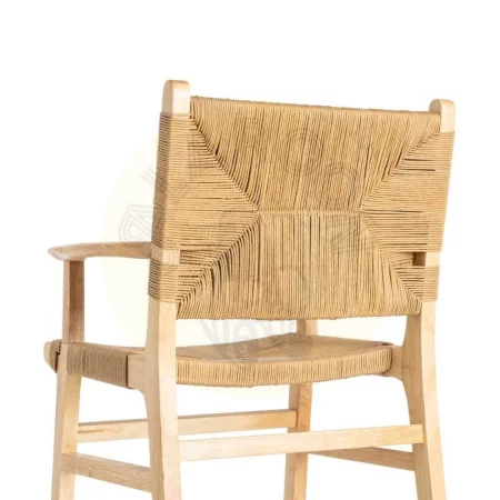 Silla con brazos en madera de caucho acabado natural y asiento de cuerda de papel 61x59x85cm - Ixia - 615495IX - foto-secundaria-4
