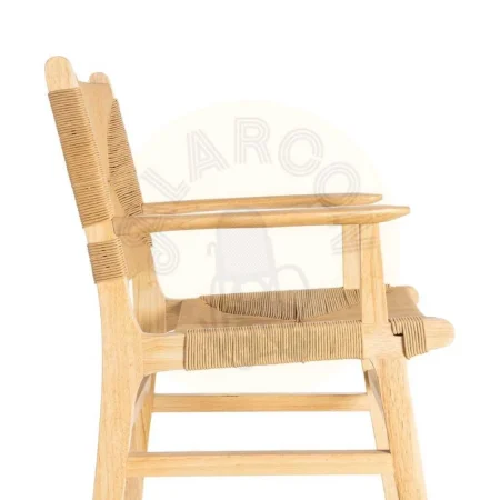 Silla con brazos en madera de caucho acabado natural y asiento de cuerda de papel 61x59x85cm - Ixia - 615495IX - foto-secundaria-5