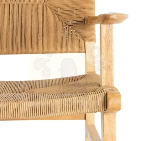 Silla con brazos en madera de caucho acabado natural y asiento de cuerda de papel 61x59x85cm - Ixia - 615495IX - foto-secundaria-7
