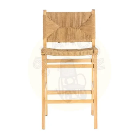 Taburete alto en madera de caucho con asiento de cuerda de papel 45x46x94cm - Ixia - 615496IX - foto-secundaria-1