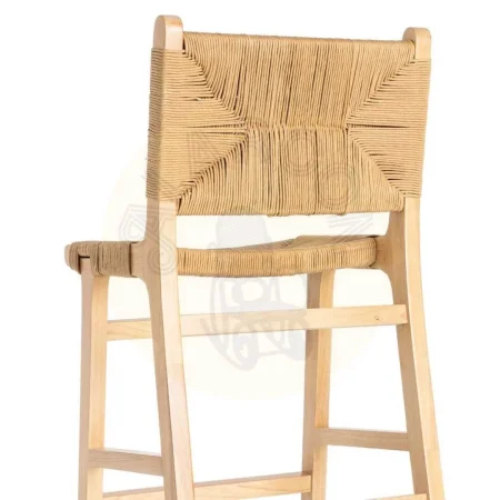 Taburete alto en madera de caucho con asiento de cuerda de papel 45x46x94cm - Ixia - 615496IX - foto-secundaria-4