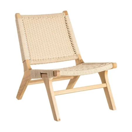 Silla Relax natural en madera de fresno y cuerda de papel 55x79x78cm - Ixia - 615498IX - foto-blanco