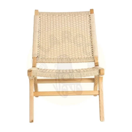 Silla Relax natural en madera de fresno y cuerda de papel 55x79x78cm - Ixia - 615498IX - foto-secundaria-1