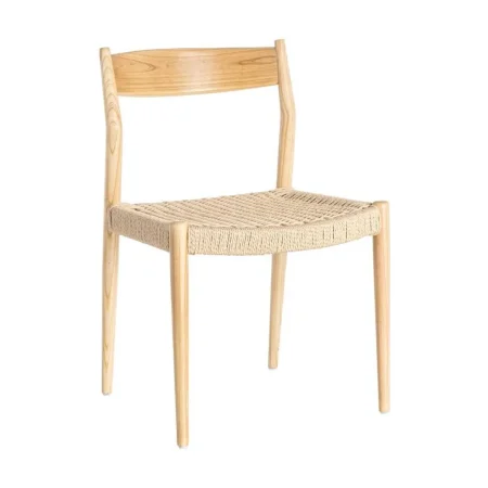 Silla de madera de fresno con asiento de cuerda de papel color natural beige 53x55x82cm - Ixia - 615499IX - foto-blanco